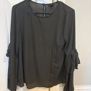 Who What Wear Black and White Dotted Blouse